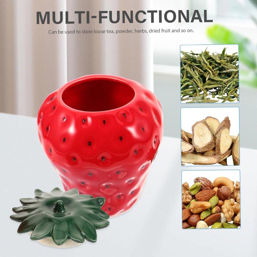 Strawberry Shaped Ceramic Tea Caddies Creative Coffee Storage Coffee Container  Household