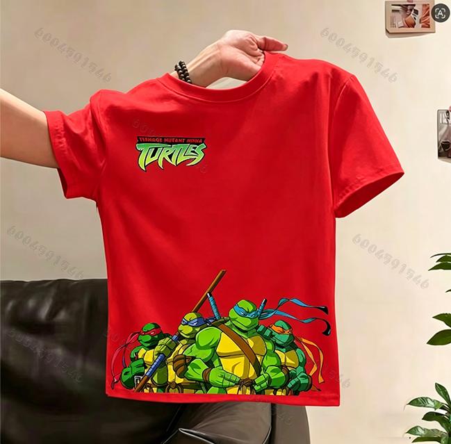 Latest hit product Ninja Turtles cartoon print childrens pure cotton Tshirt Soft and adorable top for children aged 312