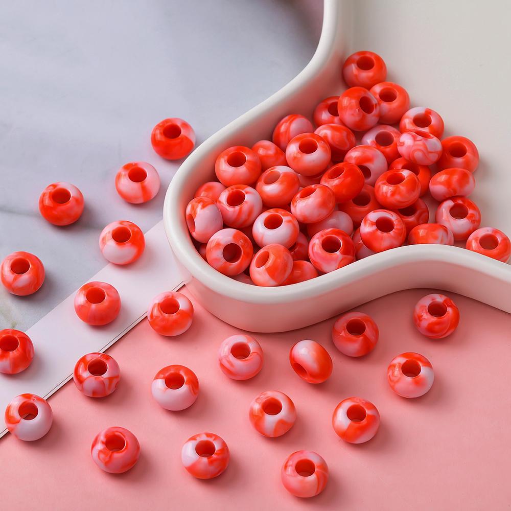 20pcs Acrylic Mixed Color Big Holes Beads Round Spacer Loose Beads for DIY Necklace Bracelet Earring Jewelry Making Accessories