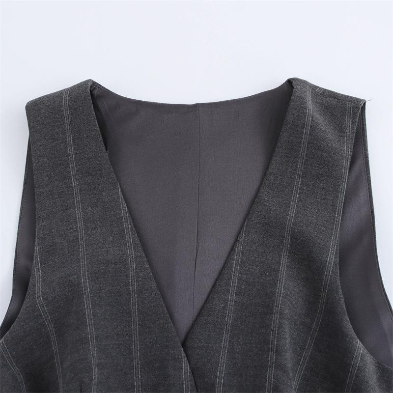 European & American Women's Fashion Casual Pleated Hem Sleeveless Dress