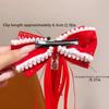 Cute Red Bow Ribbon Hair Clip Flower Plush New Year Hairpin Princess Pompom Hanfu Hair Ornamen Home
