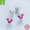 Exquisite Rose Red Love Stud Earrings Women'S Fashion Trend S925 Sterling Silver Stud Earrings