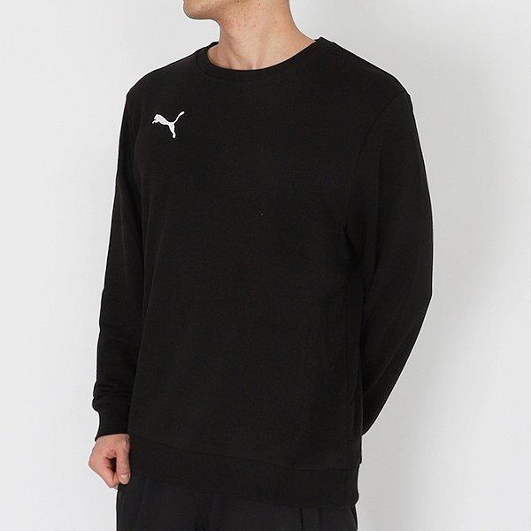 Puma Solid Color Logo Crew Neck Sweatshirt Men Tops Black 656933-03