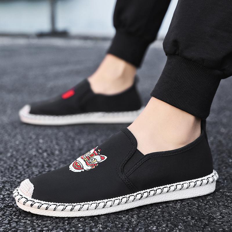 Old Beijing cloth shoes men's summer breathable deodorant Guochao hemp bottom black cloth shoes do not stink feet lazy one pedal fisherman