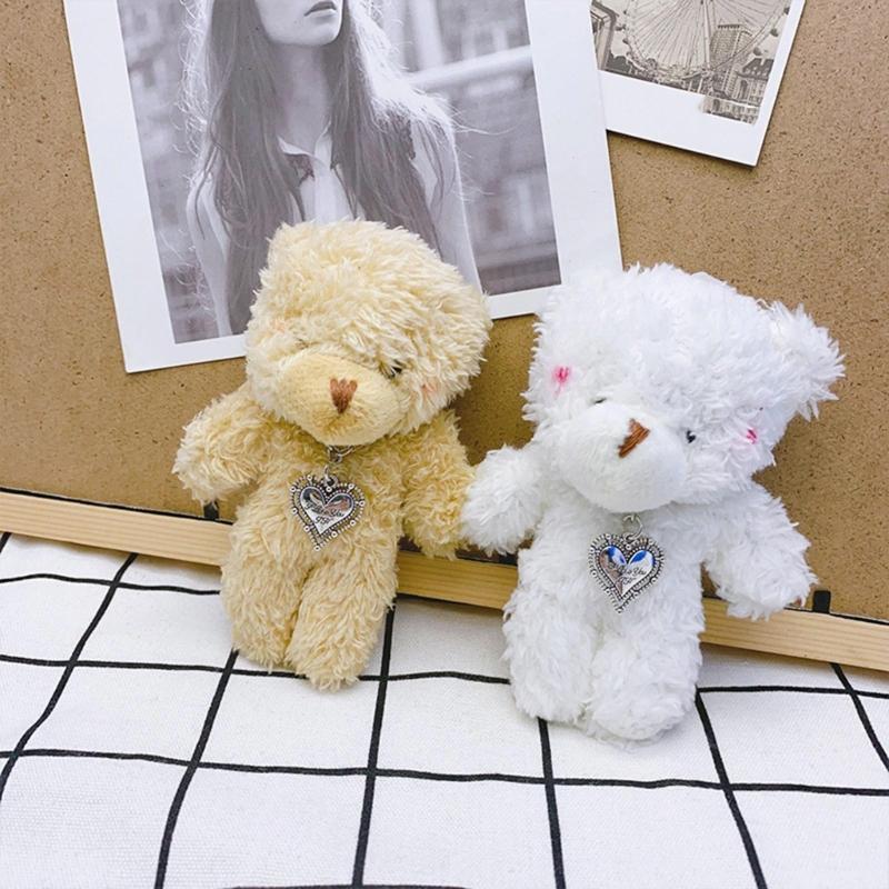 Mini Cute Plush Bear Keychain Pendant Lovely Plush Stuffed Animals Keyring Charm for Purse Bag Backpack Handbag