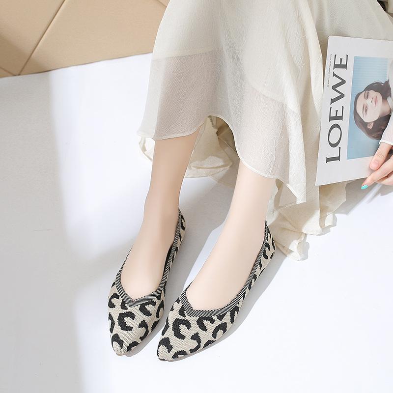 Spring Summer Women Flat Shoes Pointed Toe Knitted Loafers Comfort Slip On Women's Ballet Flats Soft Soles Casual Shoes WSH4232