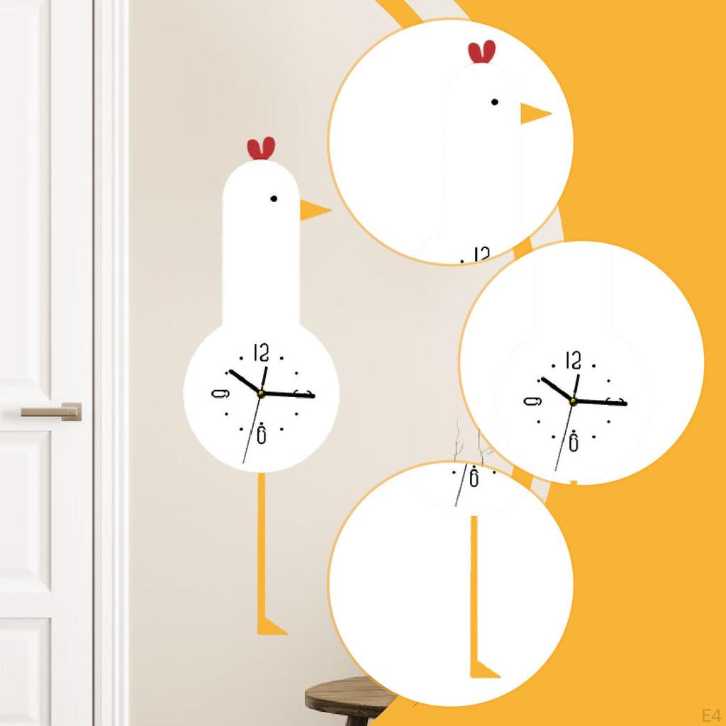 Chick Wall Clock with Swing Foot Pendulum Hanging Decor for Classroom