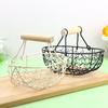 Cesta de Almacenamiento de Alambre Metálico con Asa Portátil Organizador Portahuevos Fruta Pan Cesta de Frutas Creativa Para Cocina Hogar Picnic