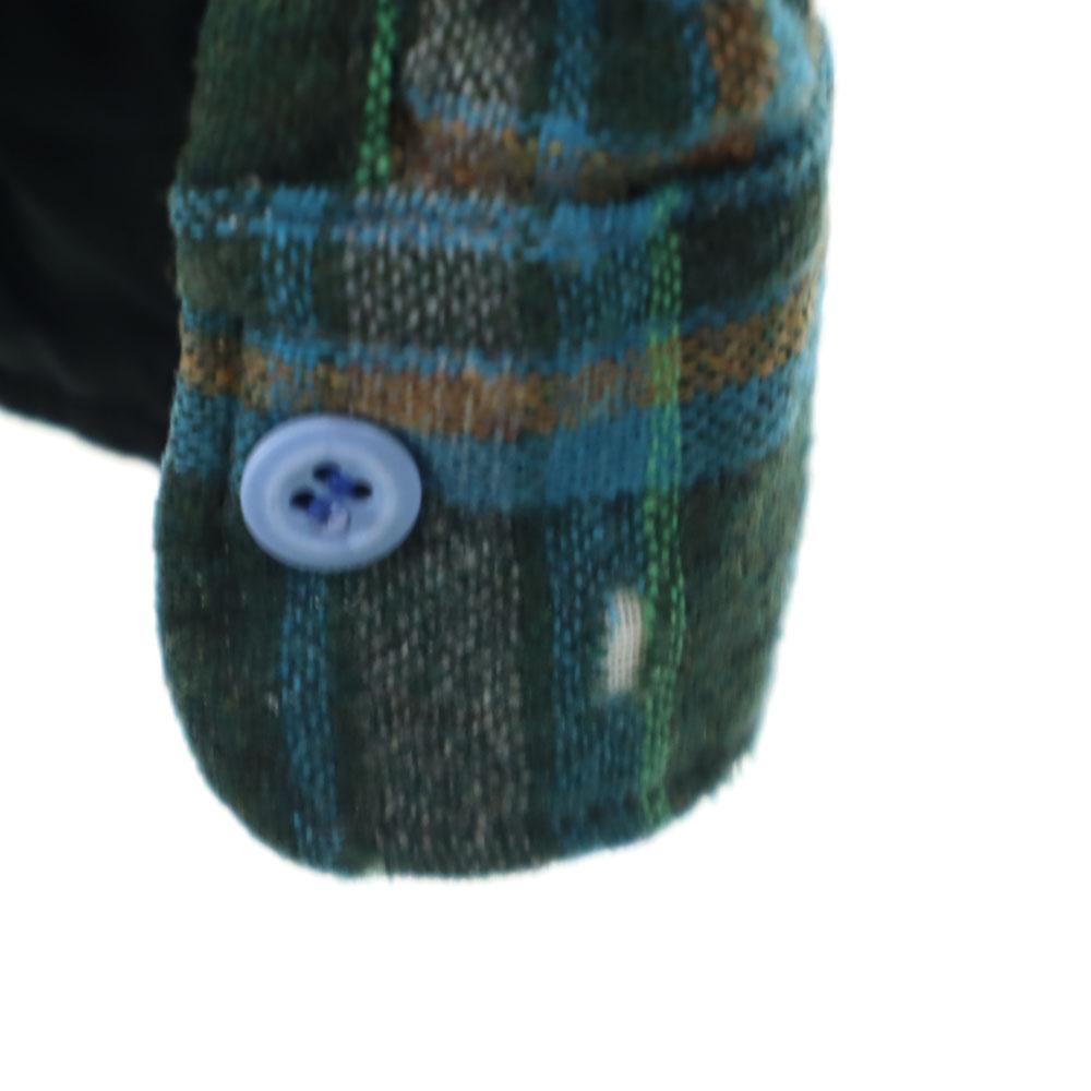 VINTAGE 70s wool blend Check Pattern Long sleeve Open collar shirt Men's Used