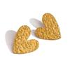 Wind Peach Heart Earrings Female Titanium Steel Does Not Fade Hand-Knocked Pattern Metal Love Earrings
