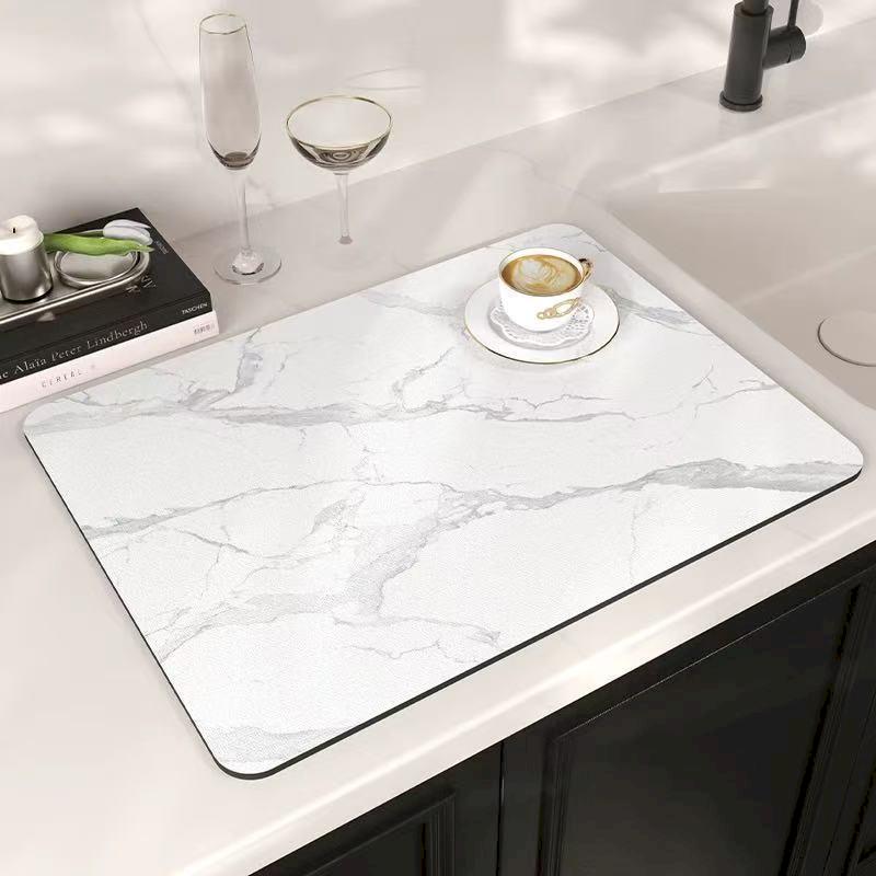 Marble Patterned Countertop Mat, Fast Drying Anti Slip Carpet, Coffee Bar, Kitchen Absorbent Floor Mat, Home Decoration