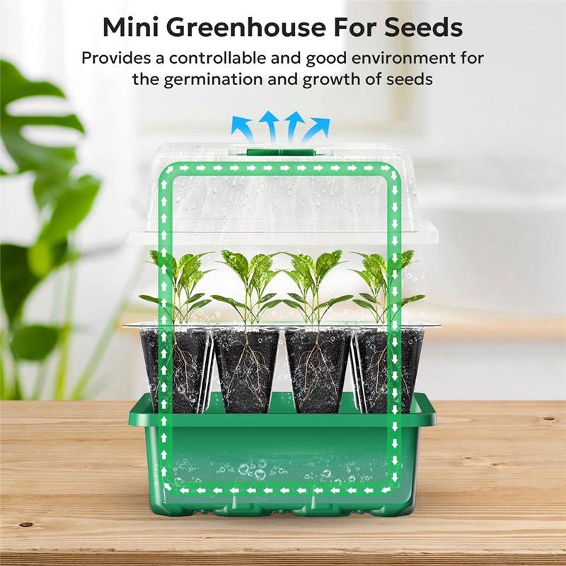 A84E-Plant Starting Trays Plant Starting Kit Mini Greenhouse Germination Kit For Seed Growing,12Pcs
