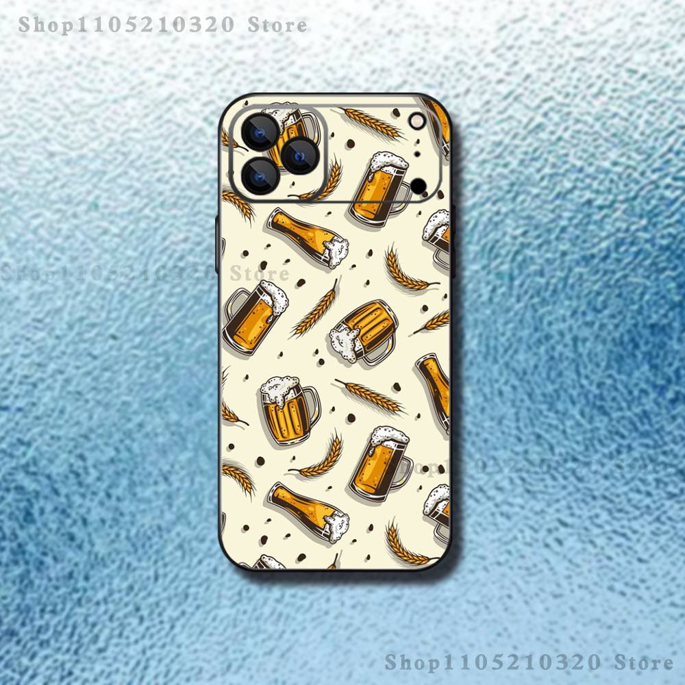 Beer Art Pattern Phone Case For iPhone 17,16,15,14,13,12,Pro,Max,Plus,E,SE4,Air,Mini Black Soft Box