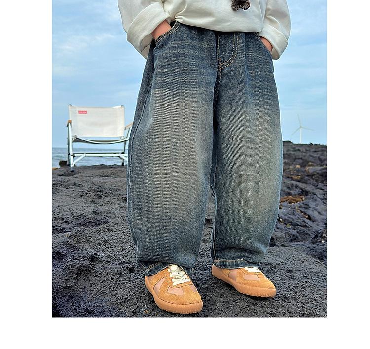 Autumn 2025 Fairy Tale Korean Style Soft Denim Gradient Wash Boys' Jeans - Comfortable, Versatile Long Pants