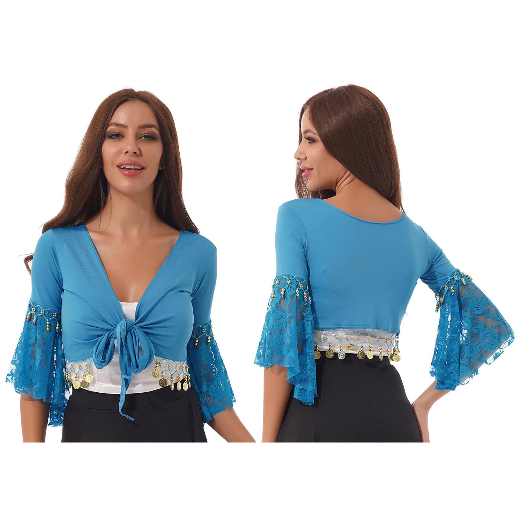 

Костюм для танца живота, кружевные лоскутные топы с шалью и кисточками на шнуровке для сценического выступления, клубная одежда 3XL