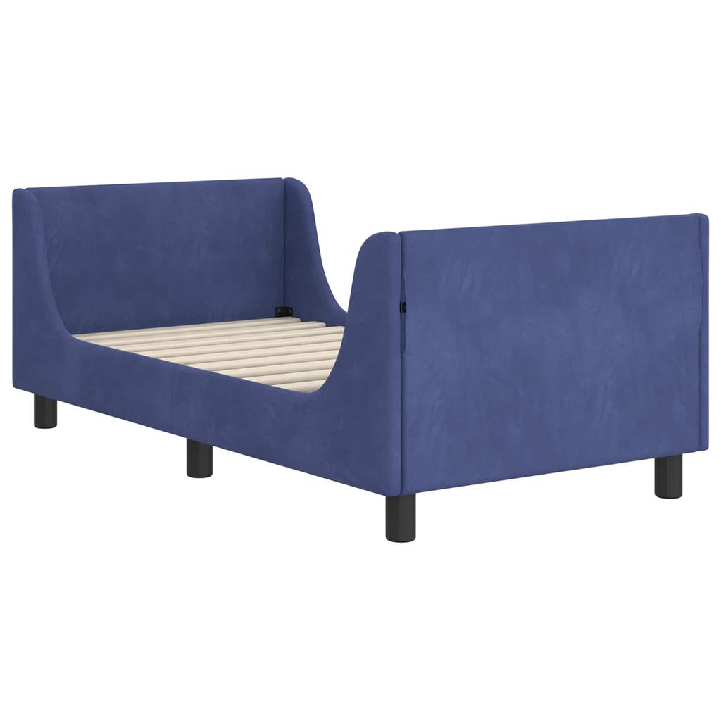 Children S Bed Frame with Headboard Police Blue 80 X 160 Cm Velvet