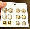 Gold Pearl Set Earrings New Stud Earrings Women's Niche Design Light Luxury Retro Temperament Earrings Earrings