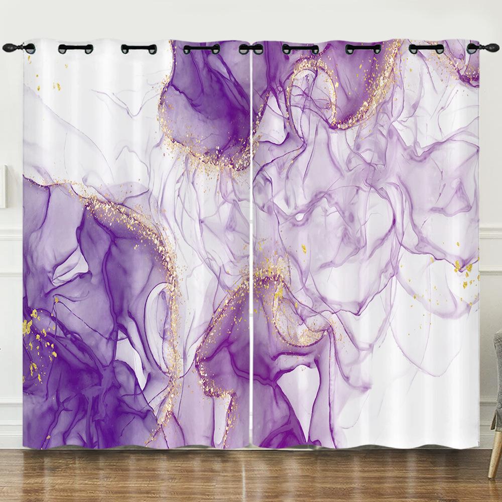 Curtains Wind Marble Texture Bedroom Curtains Digital Printing Blackout Curtains No Punching