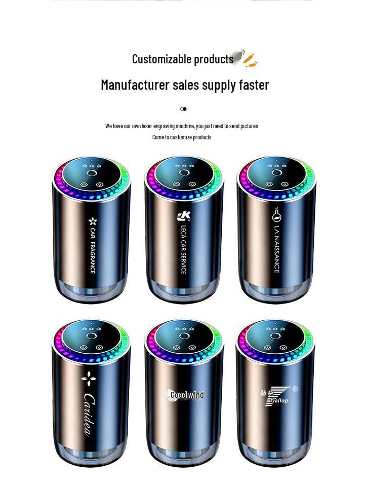 Automatic Car Aroma Diffuser with Aluminum Alloy, Seven-Color Ambient Light, and Starry Sky Ceiling Effect