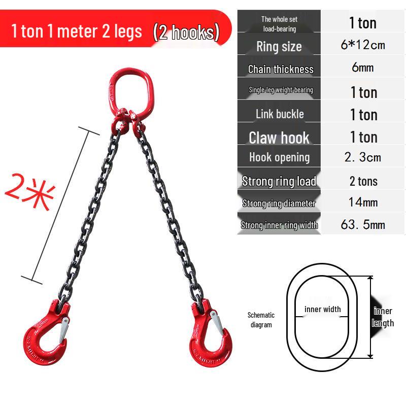 Complete Lifting Chain Sling with Hooks for Mining and Rigging