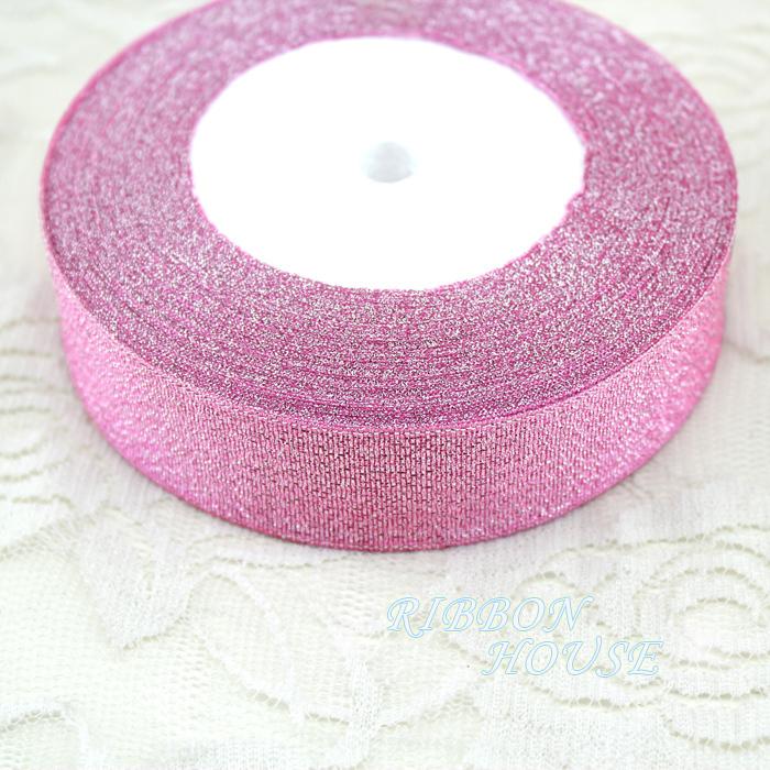 (25 yards/roll) 3/4''(20mm) Pink Metallic Glitter Ribbon Colorful gift package wedding ribbons wholesale