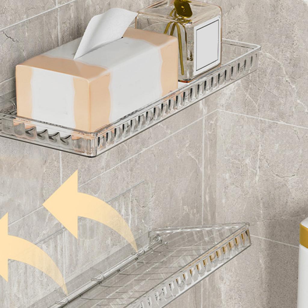 Wall Mounted Folding Shelf Transparent Punch Large Capacity Strong Foldable Floating Wall Shelves for Bathroom
