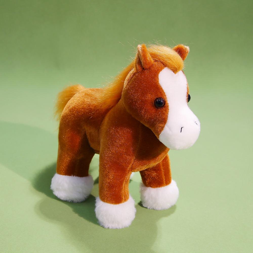 PP Cotton Fine Horse Plush Toy Fluffy Long Hair Horse Stuffed Doll New Year