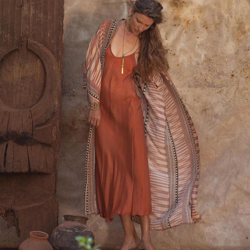 Zielony Geometryczny Kardigan: Luźna kurtka plażowa chroniąca przed słońcem dla kobiet