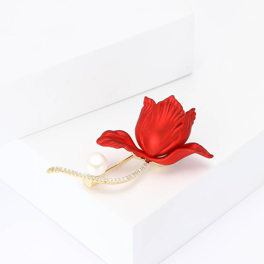 Fashion Light Luxury Micro-Inlaid Copper Zircon Begonia Brooch, High-End Atmospheric Women'S Clothing Brooch Jewelry Pin
