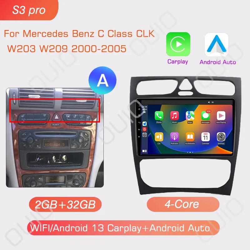 Android 13 Radio For Mercedes Benz C Class CLK W203 W209 2000-2005 Car Stereo Multimedia Player Carplay Auto GPS Navigation 2DIN