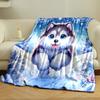 Süße Husky im Winterwunderland Aufdruck Decke weich und gemütlich perfekt für das Wohnzimmer Bett Sofa oder ein Nickerchen,Geschenk