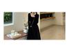 Elegant French A-line Long Dress - Women's Slimming Square Neck with Waist-Cinching Long Sleeves (Spring/Autumn 2025)