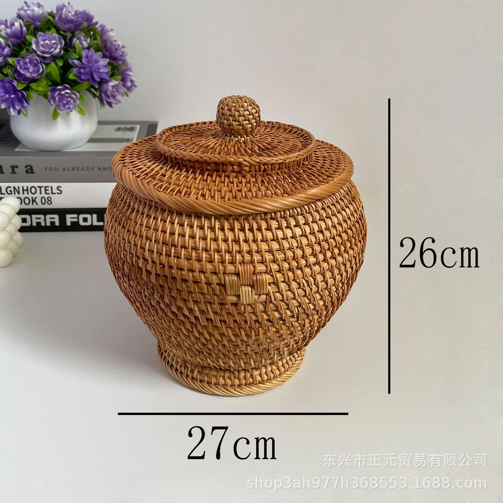Rattan storage box, tea storage tank, candy snack storage basket, jewelry storage box.