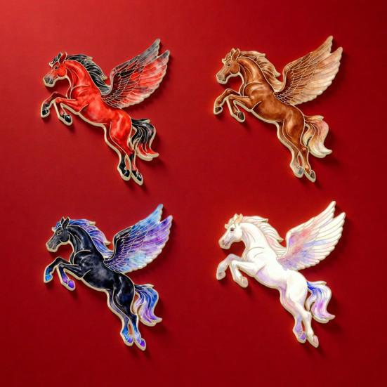 Koniec Emaliowany Broszka Latający Koń Wzór Odznaka Rok Konia Zodiak Przypinka Strój Torba Dekoracja Odznaka Prezent