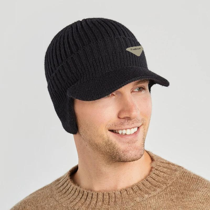 Winter Fleece-Lined Beanie Withwith Ear Protection,Thickened Soft Elastic Warm Skullies Caps Ideal for Christma,Halloween,skiing