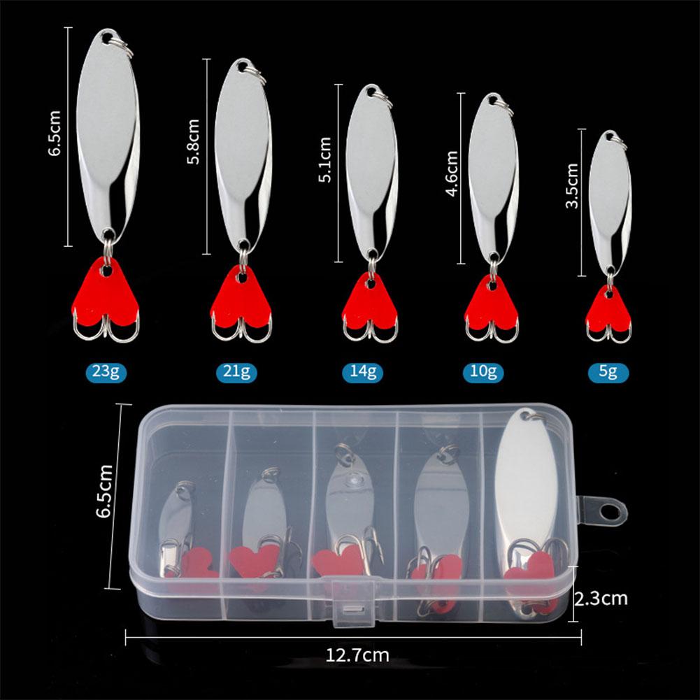 5pcs Metal Jig Spoon Spinner Fishing Lure with Fishing Tackle Box Kit Spinner Bait Artificial Bait