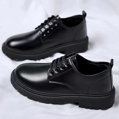 British Leather Shoes Men's Shoes Versatile Platform Heightening Casual Business Suit Martin Boots Derby Shoes Wide Feet Trendy Shoes