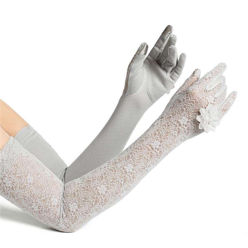 Sommer dünne Eis Seide Fahrhandschuhe Touchscreen Sonnenschutz Spitze lang