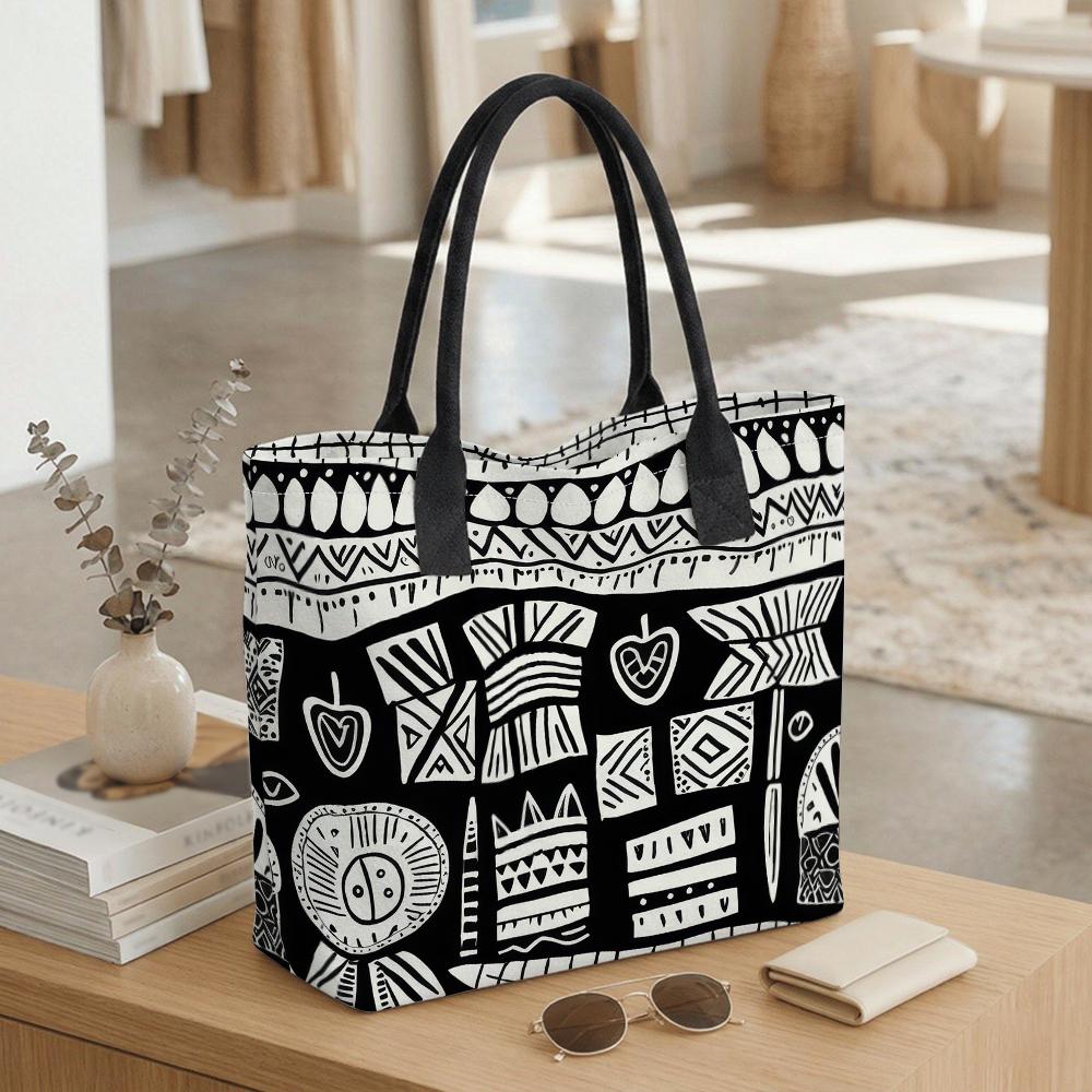 Bohemian Geometric Printed Tote Bag Large Casual Daily Carry Handbag for Women
