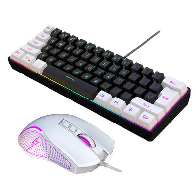 HXSJ V700BW+X100 USB Bilgisayar Klavyesi ve Mouse Seti 61 tuşlu Kablolu RGB Arka Aydınlatma + Kablolu Oyuncu