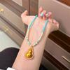 Fashion Chinese Style Gourd Austrian Pearl Necklace, Original Rotatable Design Light Luxury Long Sweater Chain