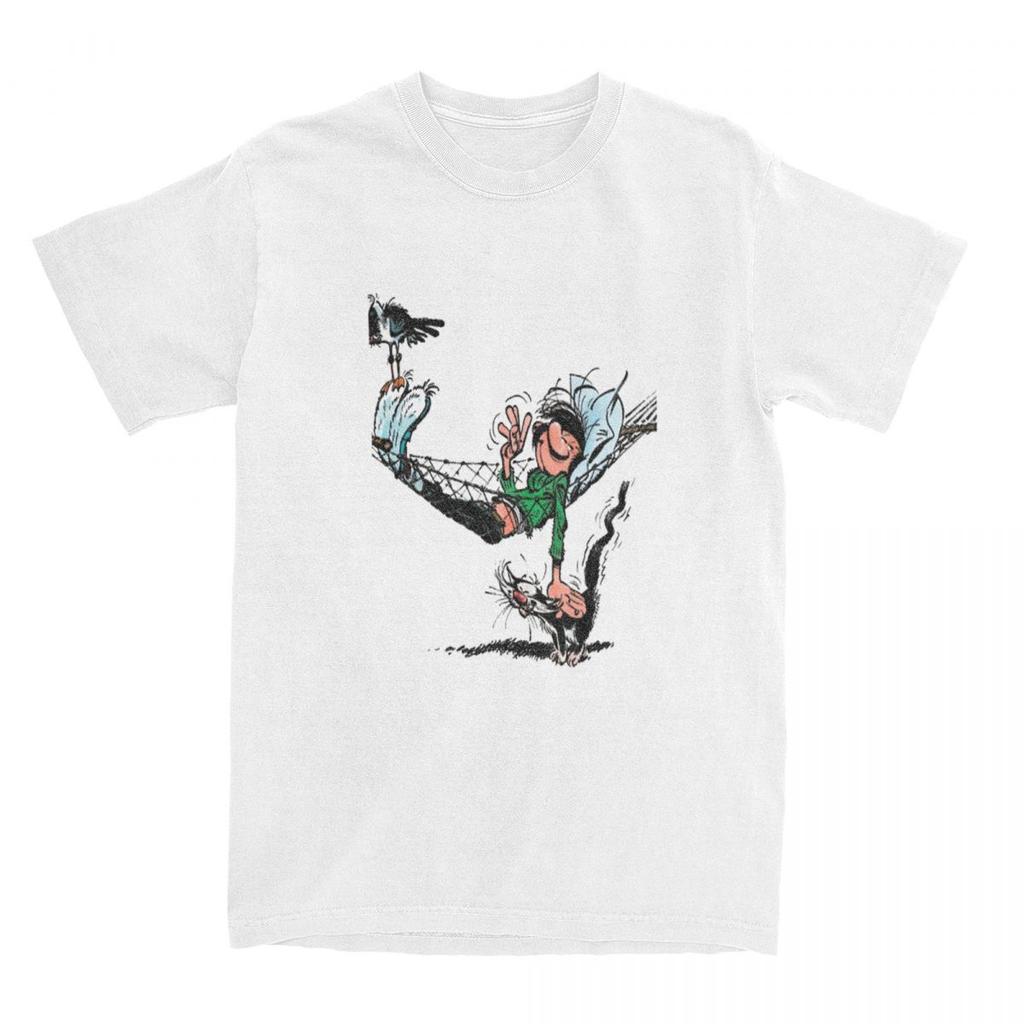Gaston Lagaffe Comics T-Shirt Unisex Reine Baumwolle Lustiges T-Shirt Rundkragen T-Shirt Kurzarm Kleidung Geschenkidee