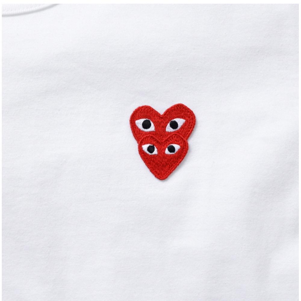 Comme Des Gar Ons Play Red Double HearT T shirT Ax T288 051