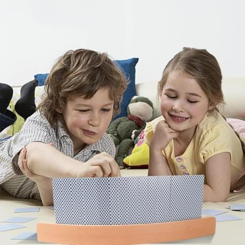 Qodiacl 2 Pack Wooden Playing Card Holders for Kids Adults Seniors, 33 X 3.5cm Desktop Card Stands