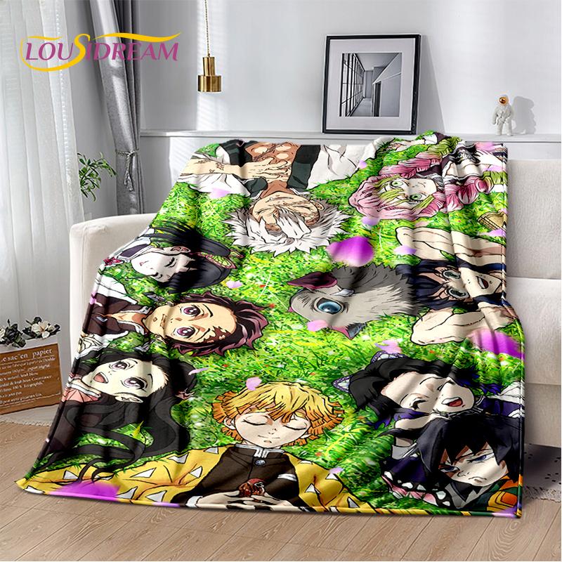 3D Demon Slayer Anime Kamado Nezuko Tanjirou Cartoon Blanket Soft Throw for Home Bedroom Bed Sofa Picnic Cover Child