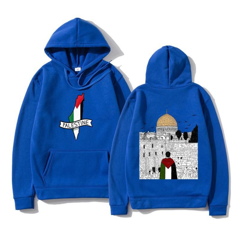 Palestine-Israel Themed Sports Hoodie - Men's Autumn/Winter Fleece Jacket