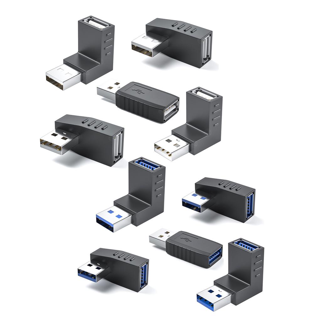 90 Degree USB 3.0/USB 2.0 to USB 3.0/USB 2.0 Adapter 10Gbps USB 3.0/USB 2.0 Female to USB Male Adapter Data Sync Adapter