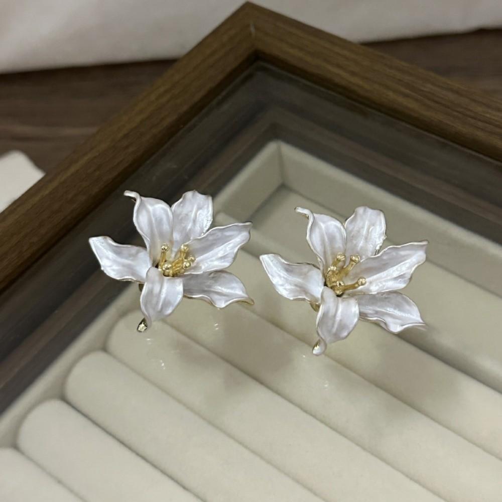 Drip Oil Flower Earrings Pleated Ear Accessories Fashion Flower Stud Earrings  Wedding