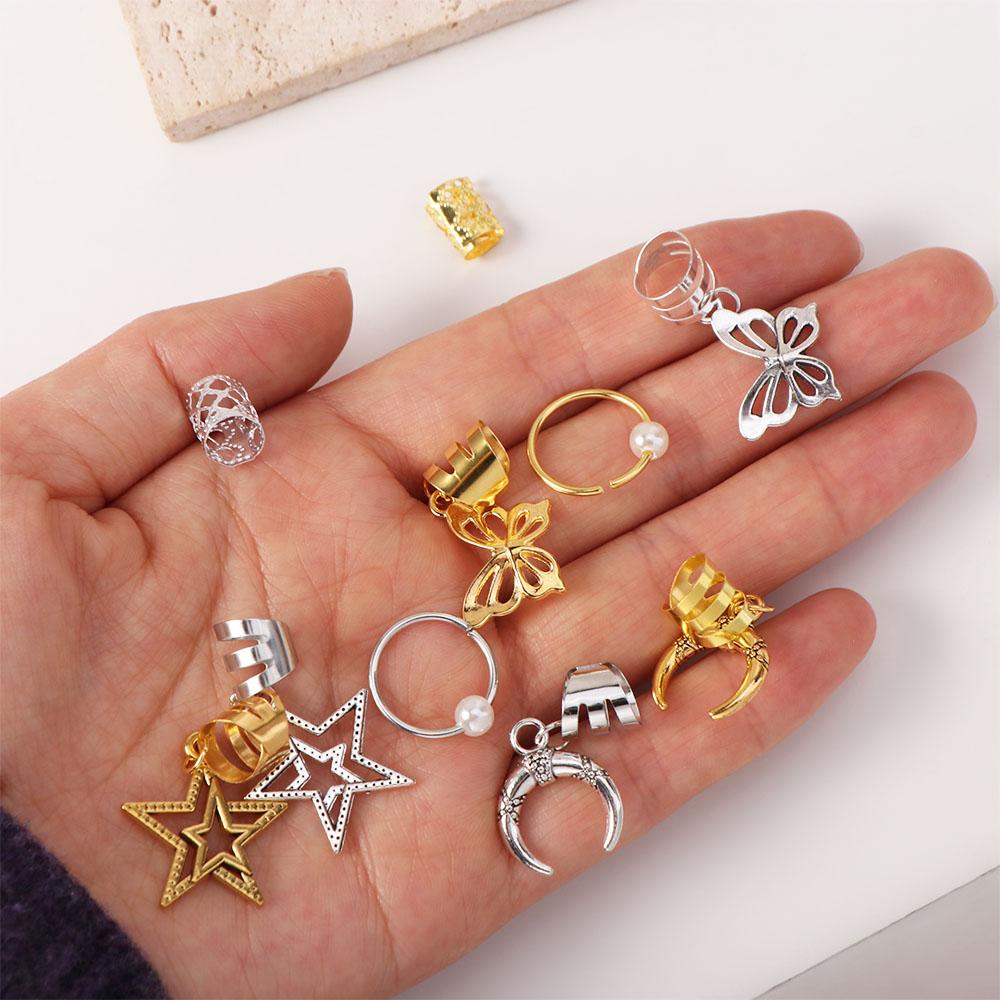 25pcs Dread Locks Hollow Out Hair Ring Butterfly Hair Braid Tubes Dreadlocks Beads Men