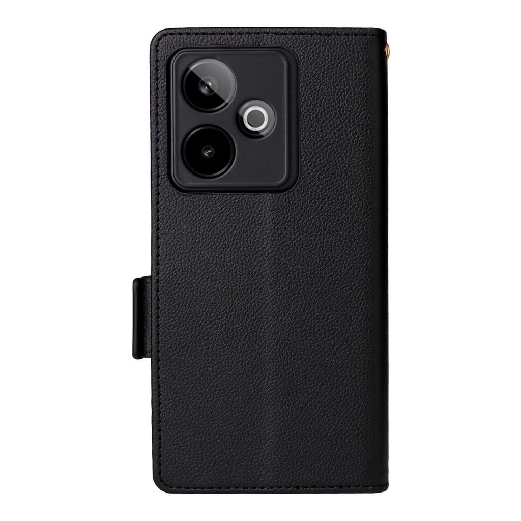 For Realme GT 7 5G Case with Wrist Strap Litchi Texture PU Leather Wallet Phone Cover